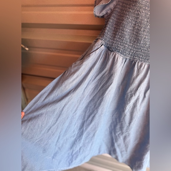 Women’s TORRID Blue Chambray Off-Shoulder Smocked Skater Dress Size 1X - Picture 3 of 12